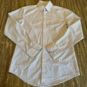 Mizzen + Main Leeward Button Down Dress Shirt White Blue Check Men’s Size S Trim